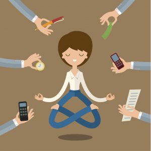 Businesswoman doing Yoga and Meditation
