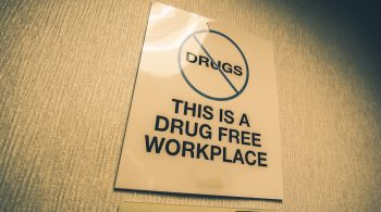 Drug Free Workplace Office Sign. Drugs in the workplace Prohibited.